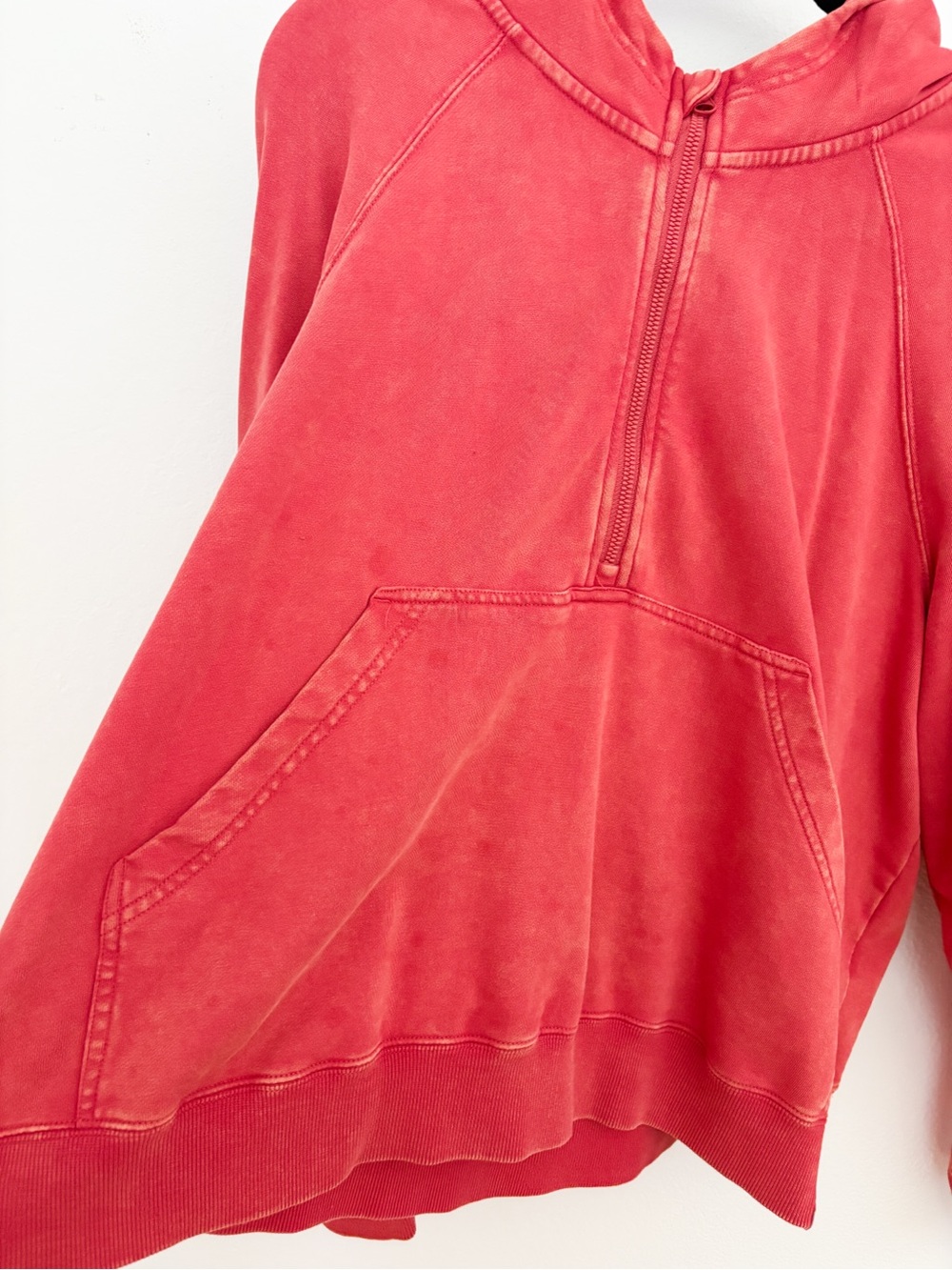 JoyLab Coral-Red Washed Half-Zip Hoodie Women’s Size XL - Picture 3 of 9